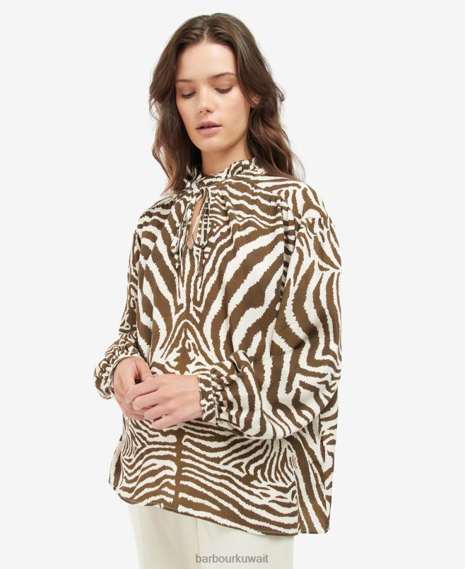 Barbour x House of Hackney نحيف قميص مارتيلو H2VVL1615 ملابس إكوس الكاكاو