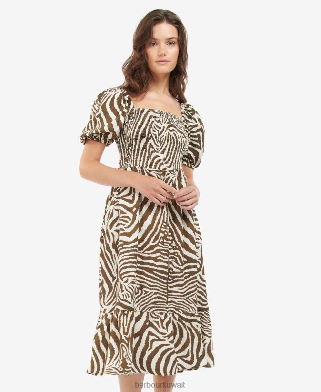 Barbour x House of Hackney نحيف فستان مارتيلو H2VVL1856 ملابس إكوس الكاكاو