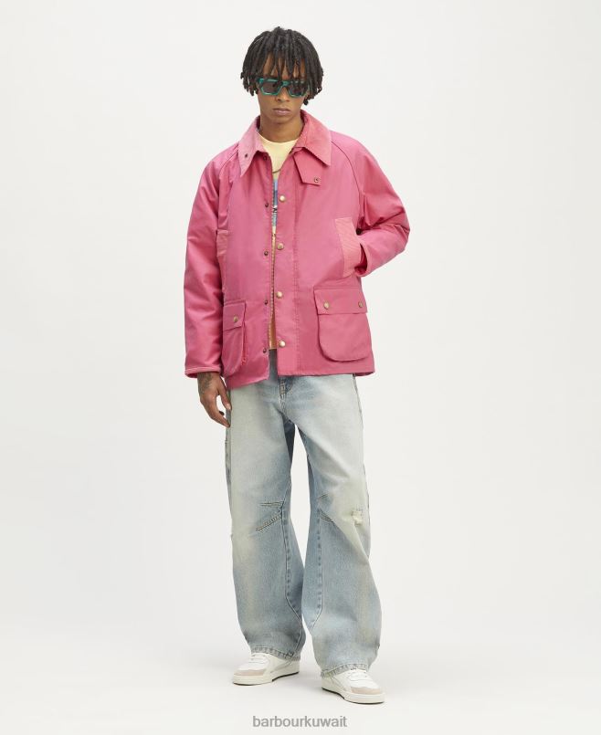 Palm Angels x Barbour رجال جاكيت مالك بدال الشمع H2VVL72 ملابس وردي فاقع